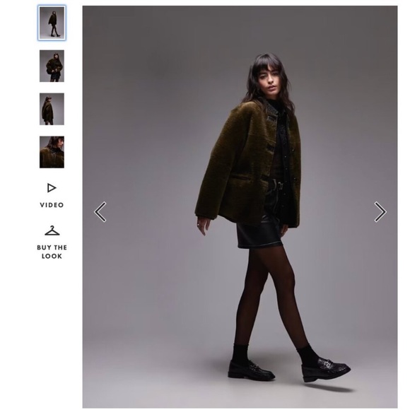 Mango olive green shearling fur effect jacket size medium - Picture 2 of 7